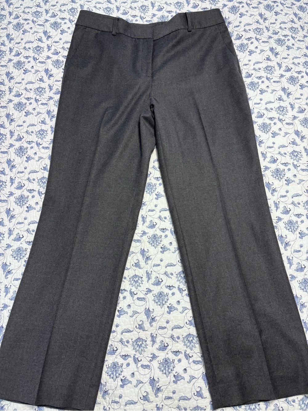 Talbots size 14 dark gray wool dress pants lined plain front business officewear